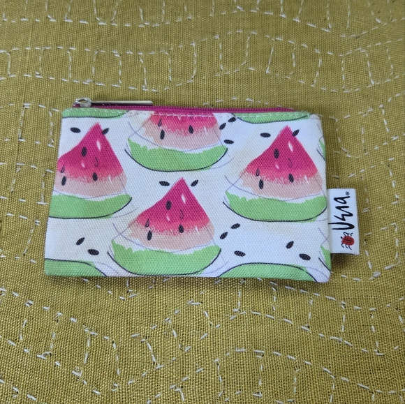 Vera Neumann Clinique 5" Watermelon Ladybug Zipper Makeup Pouch Change Purse - Picture 1 of 9